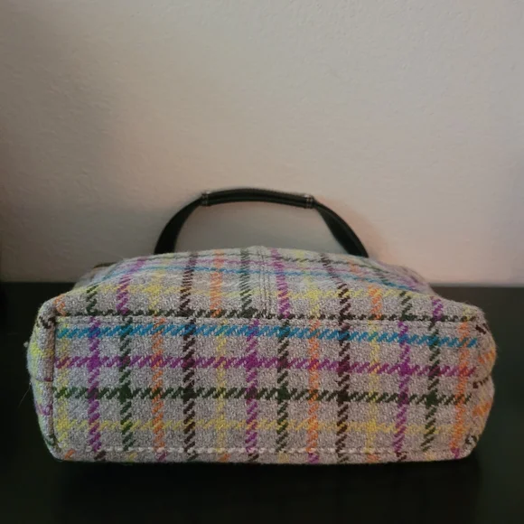 Coach Penelope Tattersall Plaid Wool Tweed Leather Handbag - Picture 7 of 13